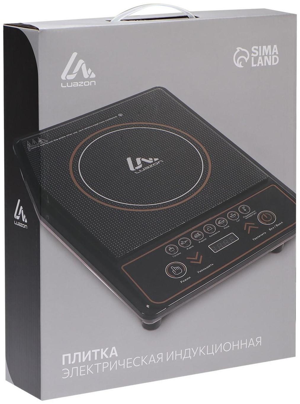 Плитка электрическая LuazON LIP-001, индукционная, 1 конфорка, 2100 Вт, чёрная