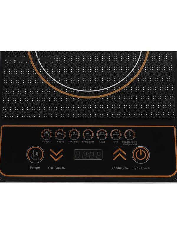 Плитка электрическая LuazON LIP-001, индукционная, 1 конфорка, 2100 Вт, чёрная