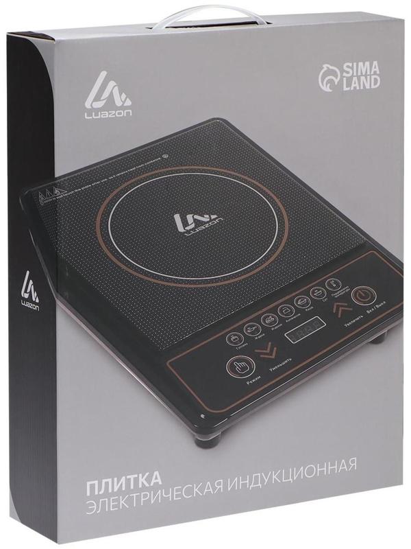 Плитка электрическая LuazON LIP-001, индукционная, 1 конфорка, 2100 Вт, чёрная