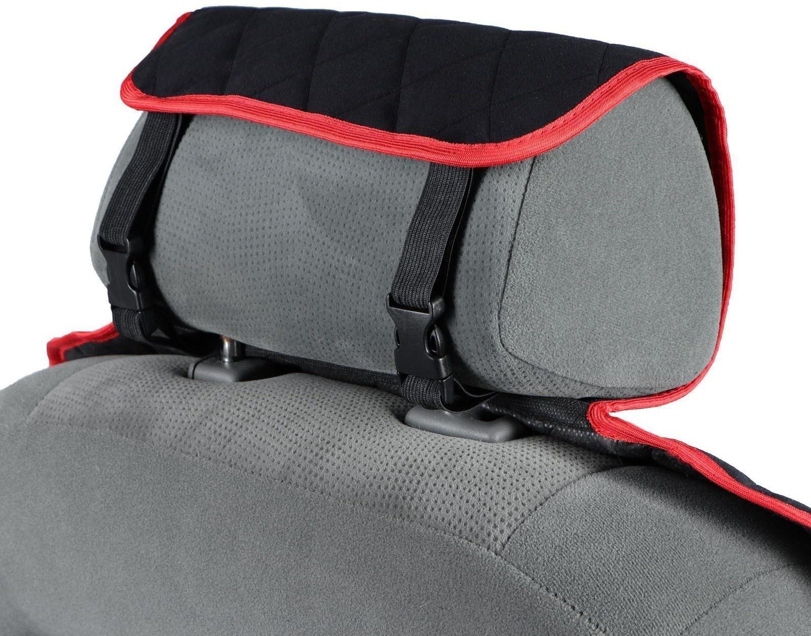 Накидка на переднее сиденье, велюр, размер 55 х 150 см, черный с красным кантом