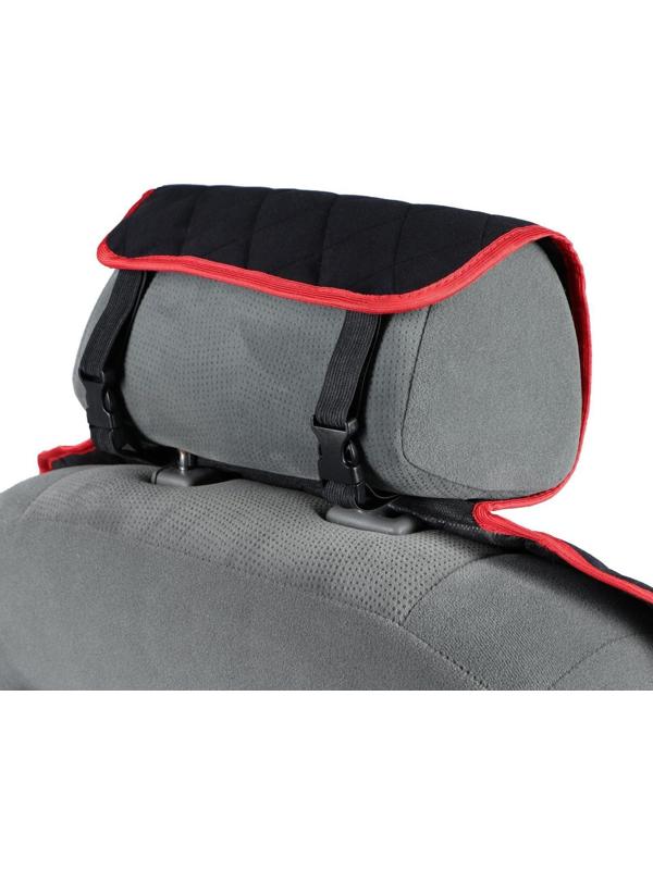 Накидка на переднее сиденье, велюр, размер 55 х 150 см, черный с красным кантом