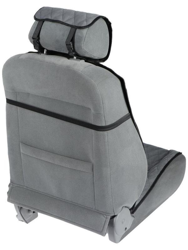 Накидка на переднее сиденье, велюр, размер 55 х150 см, серый