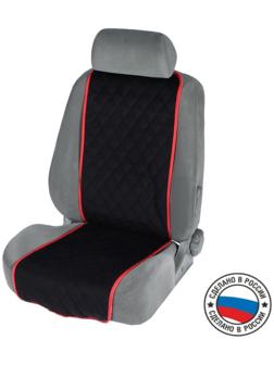 Накидка на переднее сиденье, велюр, размер 35 х 130 см, черный с красным кантом