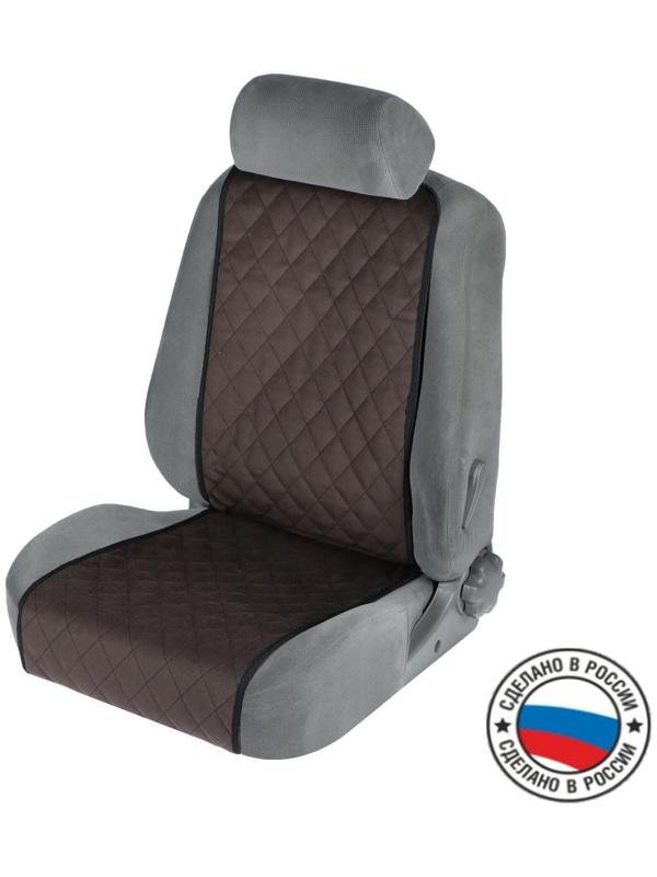 Накидка на переднее сиденье, велюр, размер 35 х130 см, коричневый