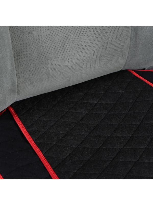 Накидка на переднее сиденье, велюр, размер 55 х 130 см, черный, с красным кантом