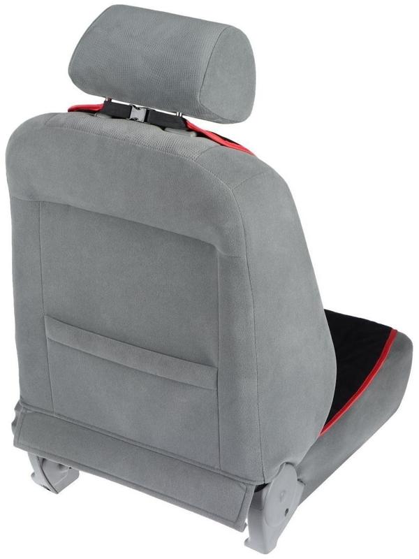 Накидка на переднее сиденье, велюр, размер 55 х 130 см, черный, с красным кантом