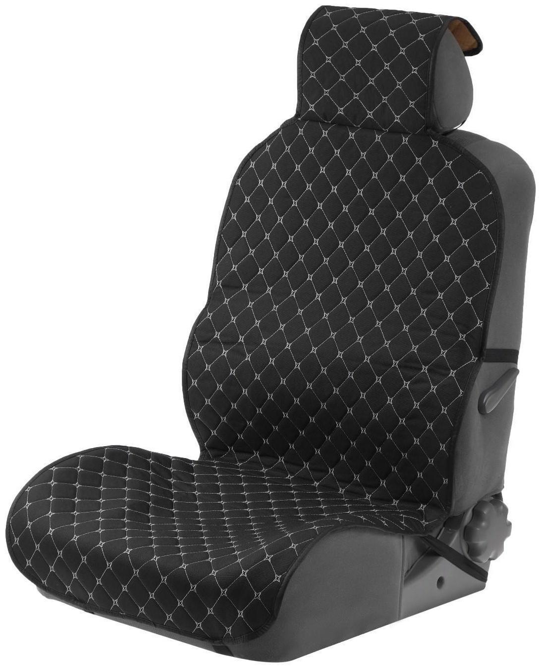 Накидка на переднее сиденье, лен, размер 55 х 150 см, черный