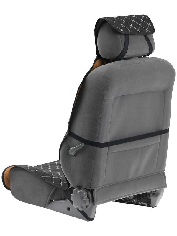 Накидка на переднее сиденье, лен, размер 55 х 150 см, черный