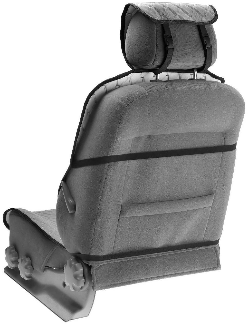 Накидка на переднее сиденье, велюр, размер 55 х 150 см, серый