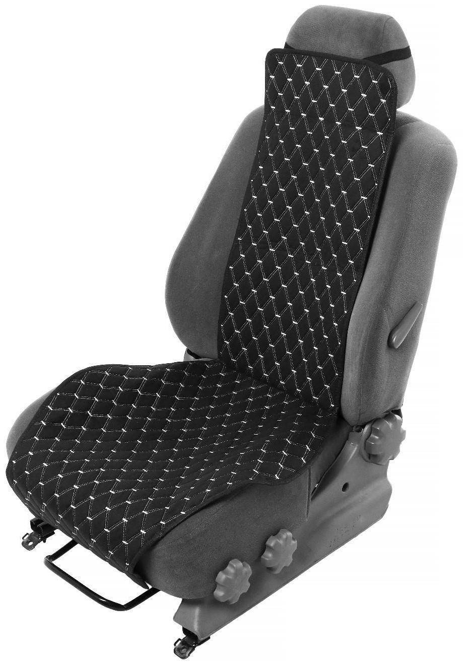 Накидка на переднее сиденье, лен, размер 55 х 130 см, черный, широкое сиденье