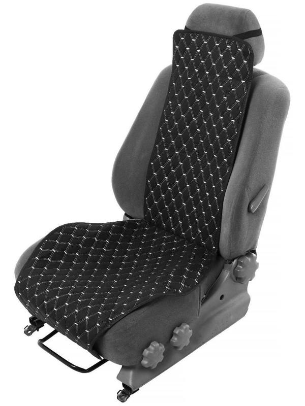 Накидка на переднее сиденье, лен, размер 55 х 130 см, черный, широкое сиденье