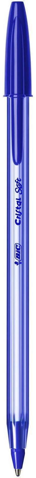 Ручка шариковая, чернила синие, BIC Cristal Soft, узел 1.2 мм, мягкое экономичное широкое письмо, прозрачный тонированный корпус
