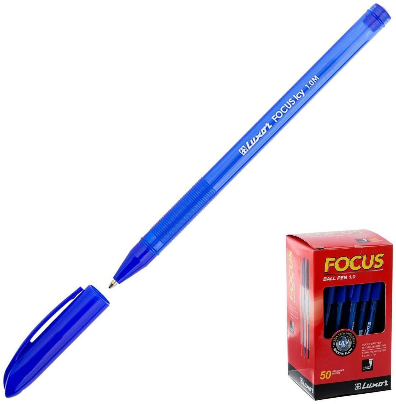 Ручка шариковая Luxor Focus Icy, узел 1.0 мм, синий стержень