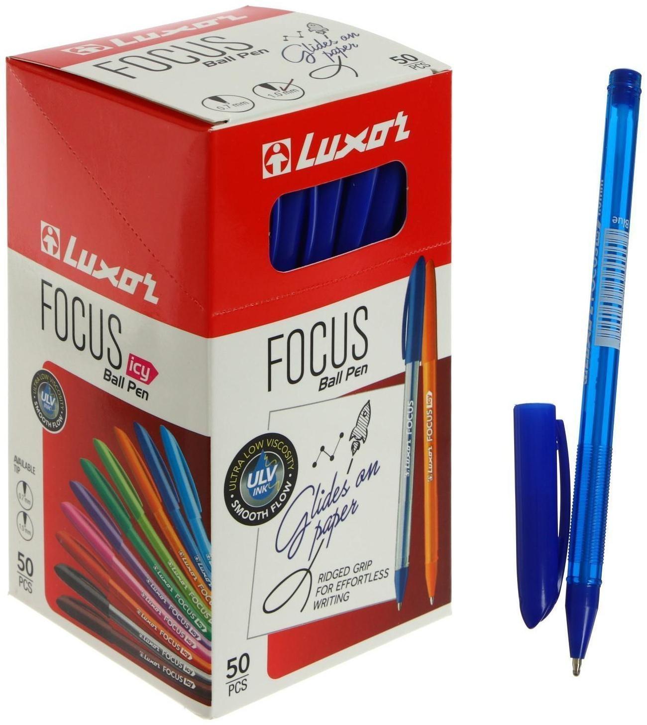 Ручка шариковая Luxor Focus Icy, узел 1.0 мм, синий стержень