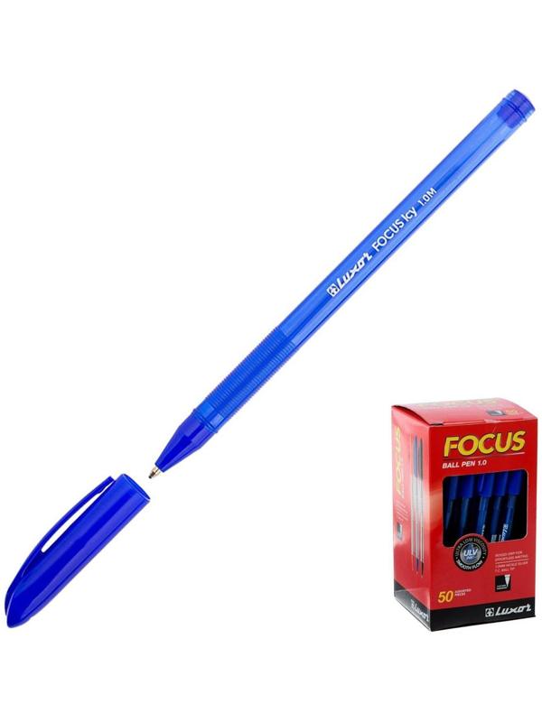 Ручка шариковая Luxor Focus Icy, узел 1.0 мм, синий стержень