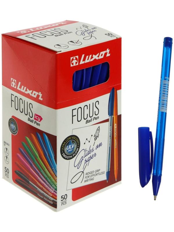 Ручка шариковая Luxor Focus Icy, узел 1.0 мм, синий стержень