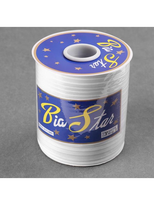 Косая бейка атласная, 15 мм × 132 м, цвет белый F101