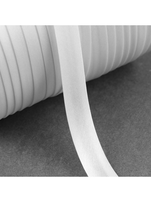 Косая бейка атласная, 15 мм × 132 м, цвет белый F101