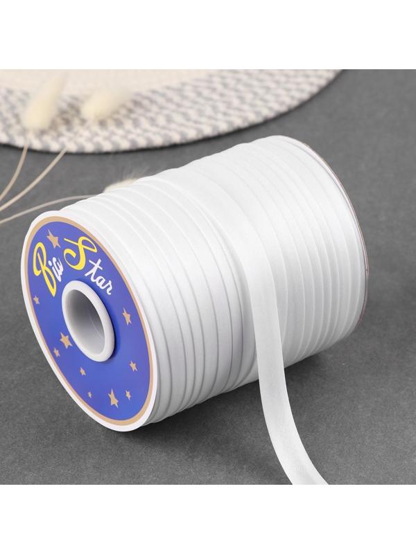 Косая бейка атласная, 15 мм × 132 м, цвет белый F101