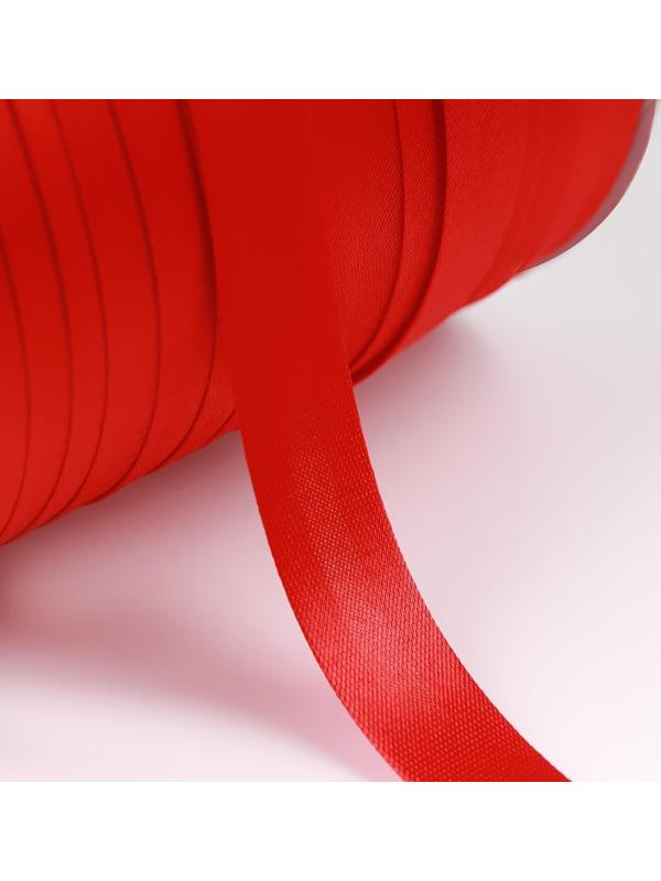 Косая бейка атласная, 15 мм × 132 м, цвет красный F162