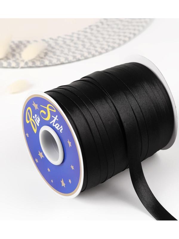 Косая бейка атласная, 15 мм × 132 м, цвет чёрный F322