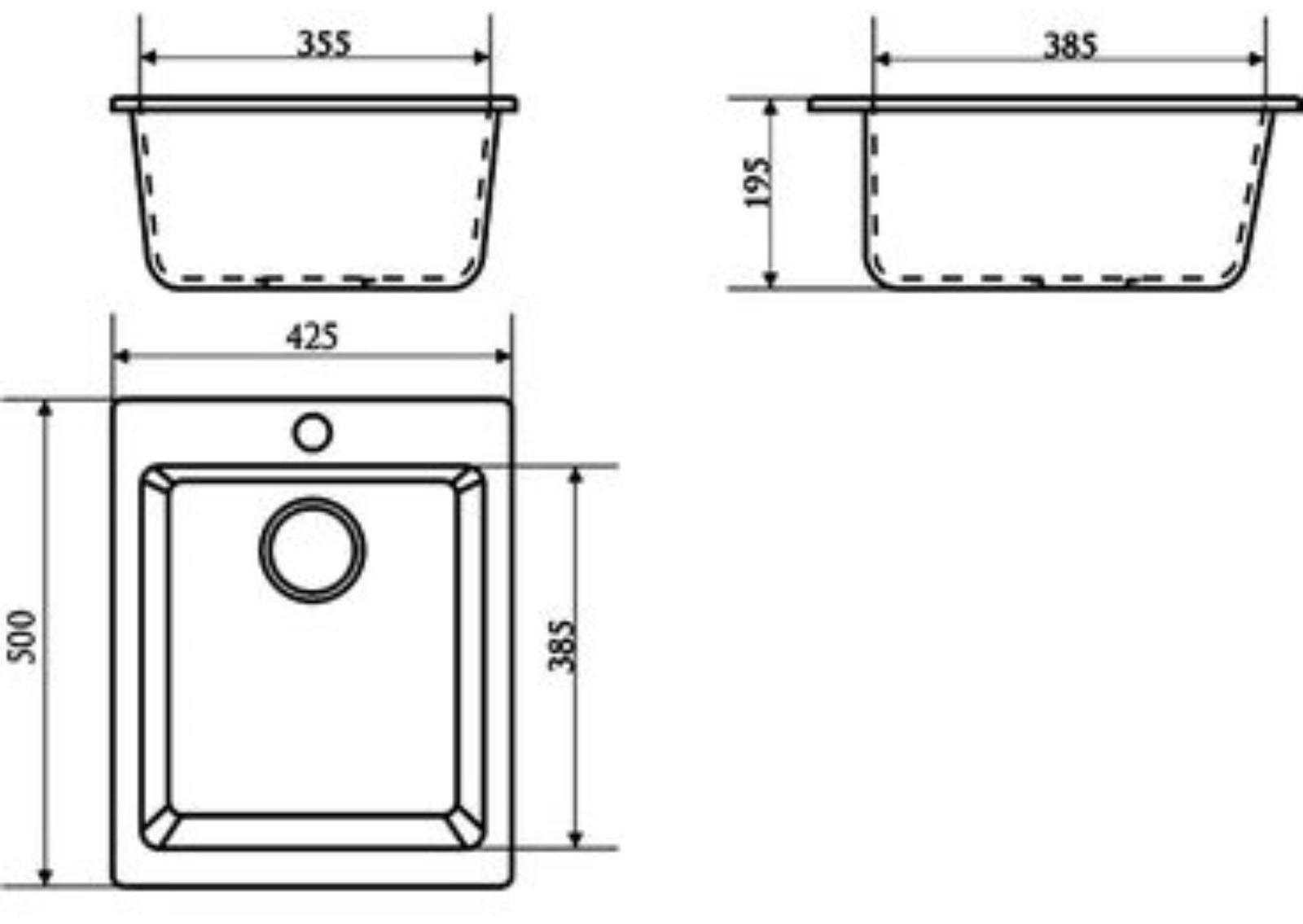 Мойка кухонная из камня MARRBAXX Линди Z8Q4, 425х500х195 мм, глянцевая, черная