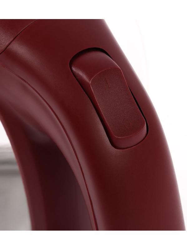 Чайник электрический LuazON LSK-1809, стекло, 1.8 л, 1500 Вт, подсветка, красный