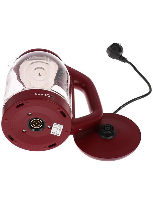 Чайник электрический LuazON LSK-1809, стекло, 1.8 л, 1500 Вт, подсветка, красный