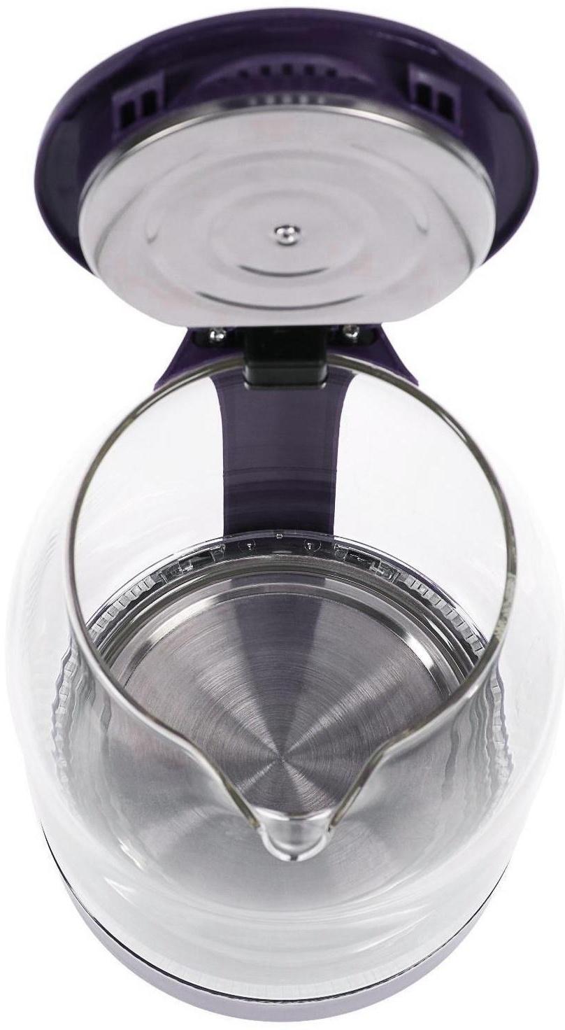 Чайник электрический LuazON LSK-1809, стекло, 1.8 л, 1500 Вт, подсветка, фиолетовый