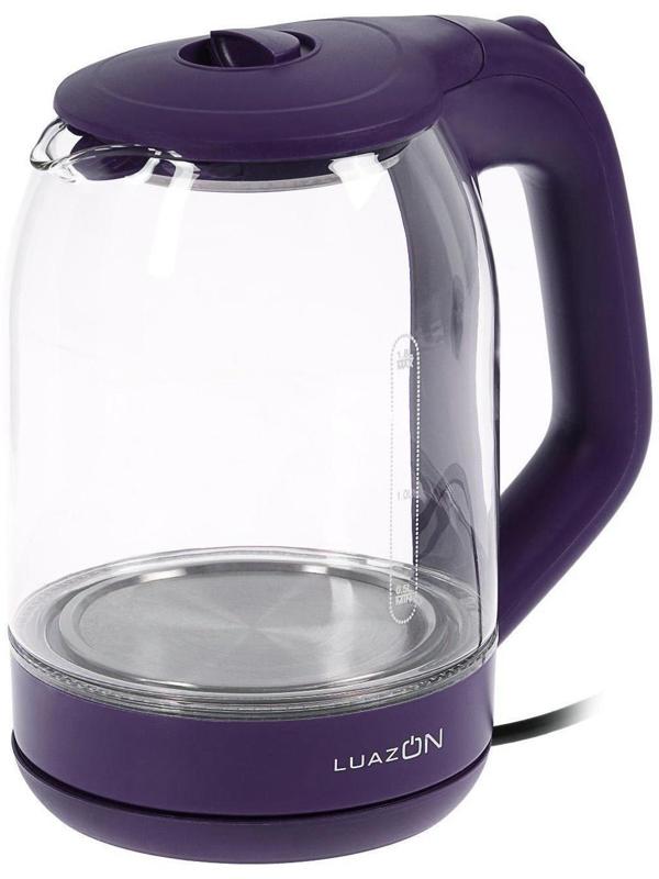 Чайник электрический LuazON LSK-1809, стекло, 1.8 л, 1500 Вт, подсветка, фиолетовый