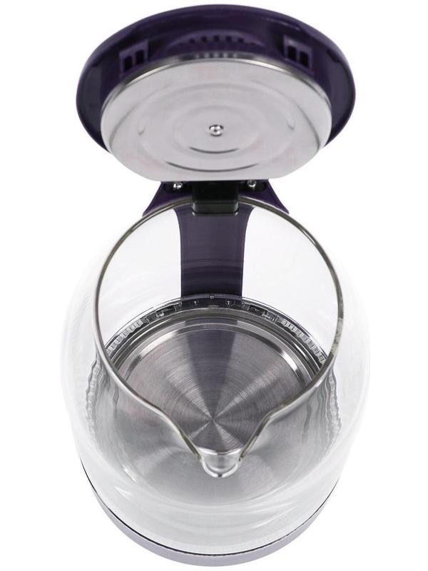 Чайник электрический LuazON LSK-1809, стекло, 1.8 л, 1500 Вт, подсветка, фиолетовый