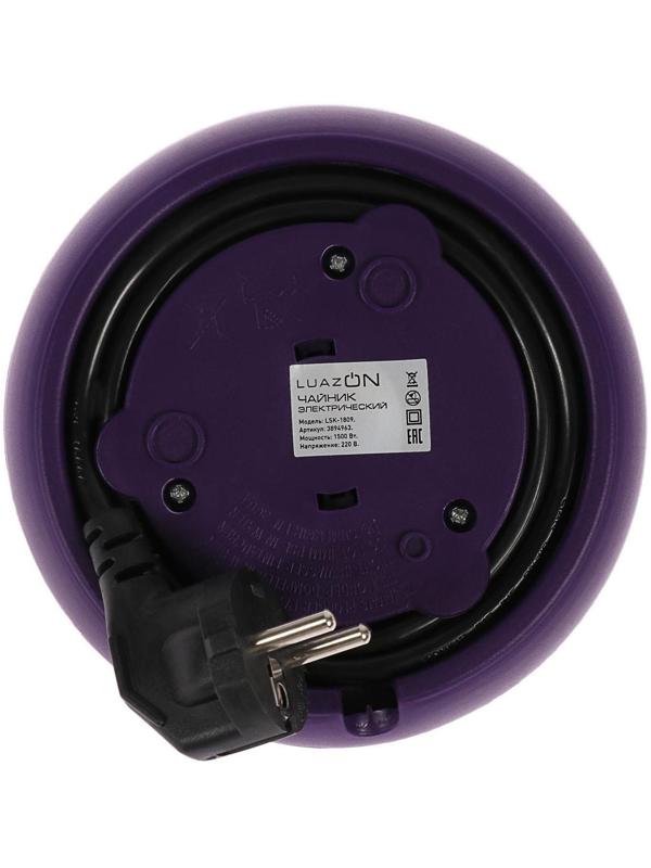 Чайник электрический LuazON LSK-1809, стекло, 1.8 л, 1500 Вт, подсветка, фиолетовый
