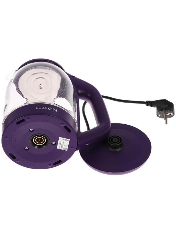 Чайник электрический LuazON LSK-1809, стекло, 1.8 л, 1500 Вт, подсветка, фиолетовый