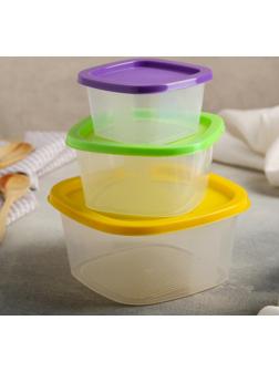 Набор контейнеров квадратных BioFresh, 3 шт: 0,23 л; 0,5 л; 0,9 л, цвет МИКС