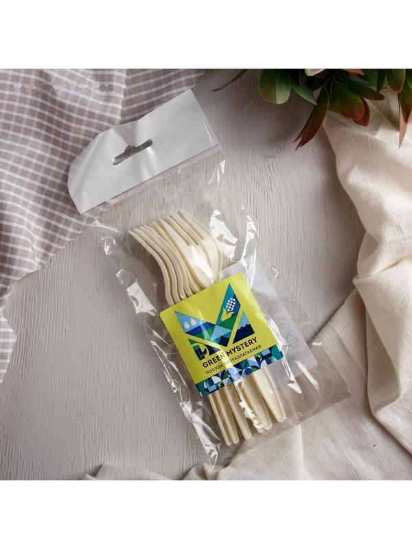 Набор одноразовых вилок из кукурузного крахмала Nature, 18 см, 6 шт