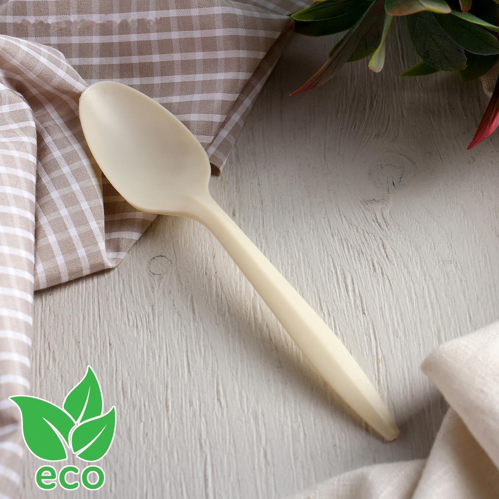 Набор одноразовых ложек из кукурузного крахмала Nature, 14,3 см, 6 шт, цвет бежевый