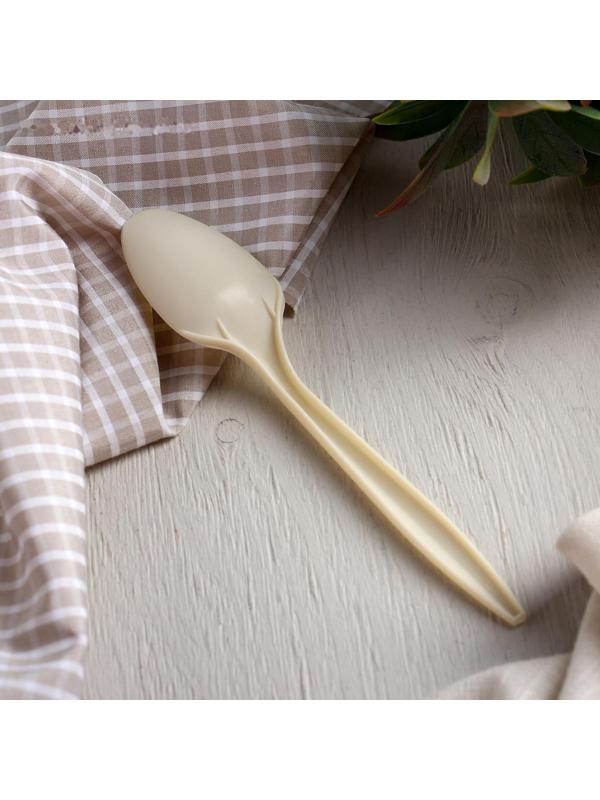 Набор одноразовых ложек из кукурузного крахмала Nature, 14,3 см, 6 шт, цвет бежевый