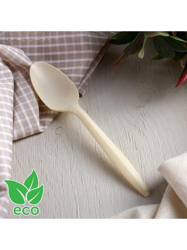 Набор одноразовых ложек из кукурузного крахмала Nature, 14,3 см, 6 шт, цвет бежевый