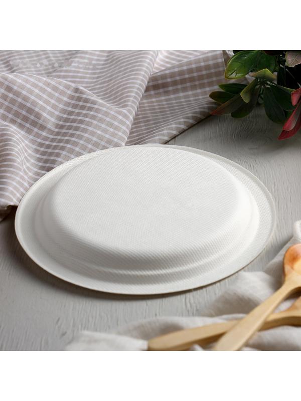 Тарелка одноразовая ECO, d=17,2 см, круглая, из сахарного тростника, цвет белый