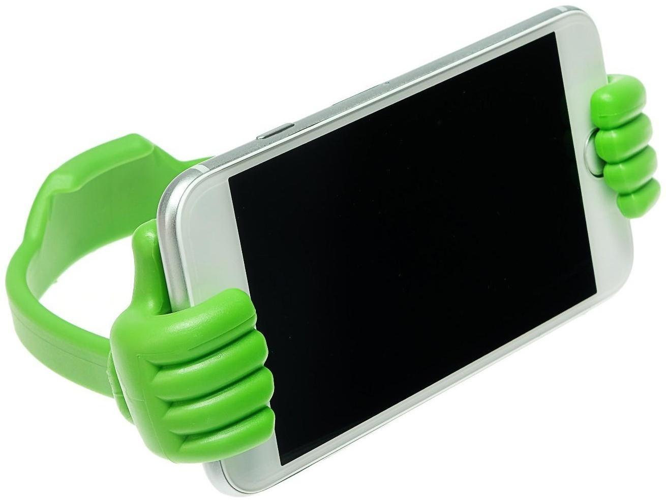Подставка для телефона LuazON, в форме рук, регулируемая ширина, зелёная