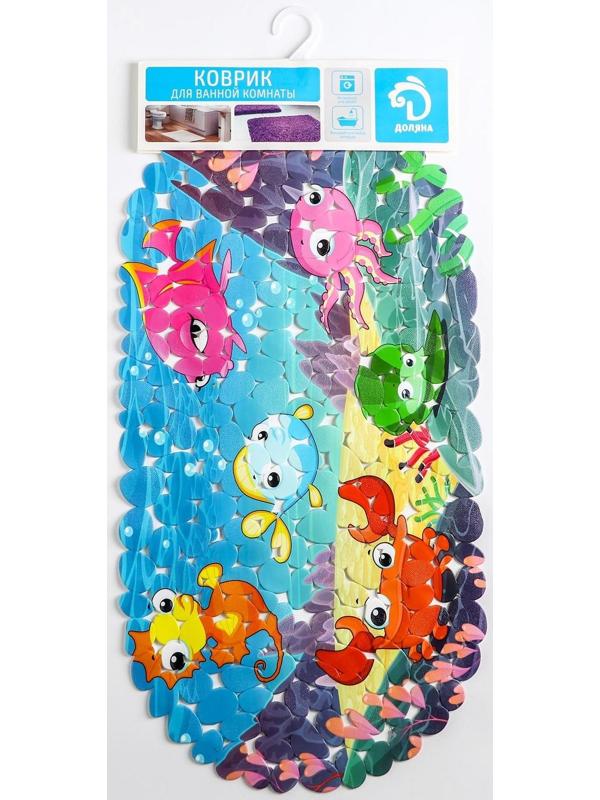 SPA-коврик для ванны на присосках Доляна «Яркие рыбы», 35×68 см, галька