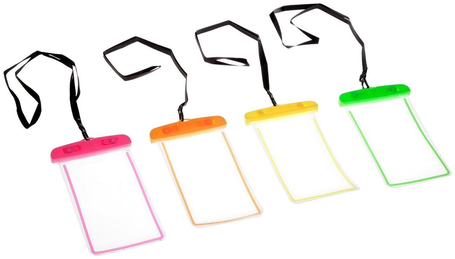 Водонепроницаемый чехол для телефона LuazON, 17х10 см, с отражателем, два фиксатора, МИКС