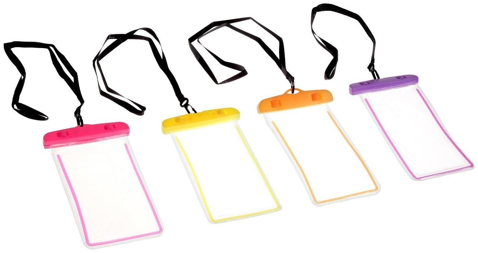 Водонепроницаемый чехол для телефона LuazON, 17х10 см, с отражателем, два фиксатора, МИКС