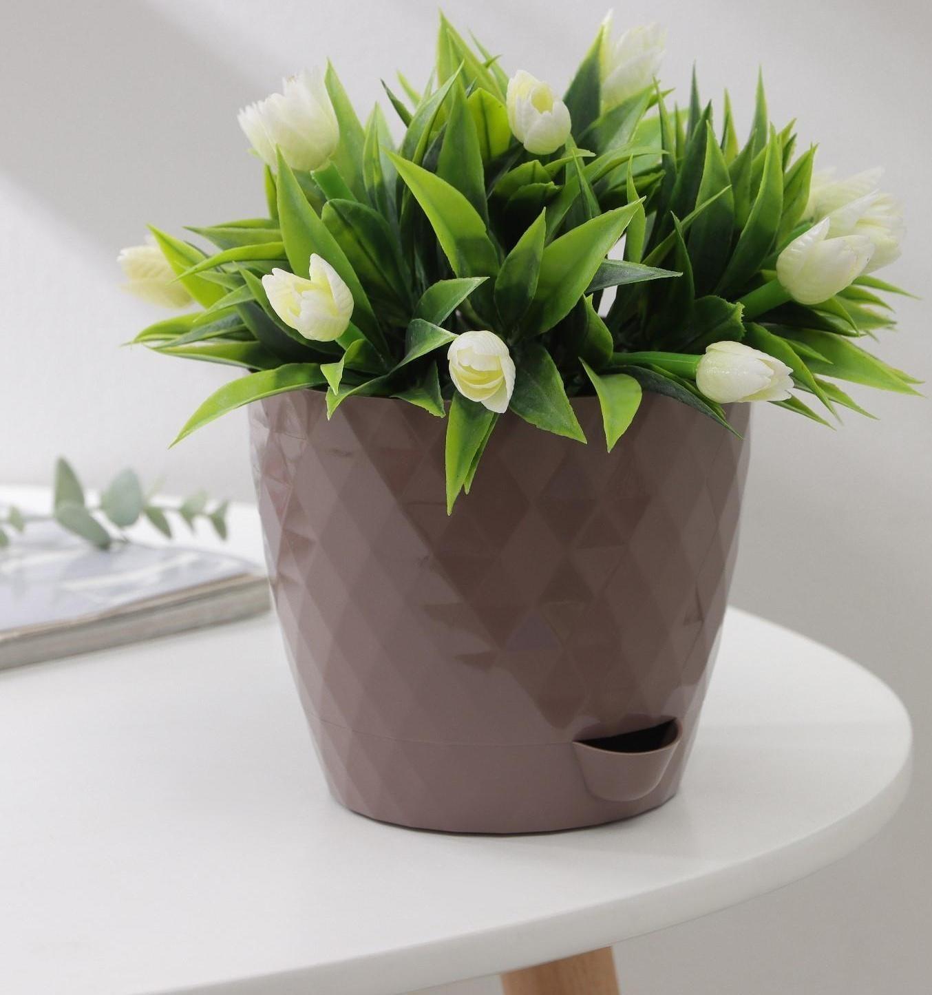 Горшок для цветов с прикорневым поливом «Румба», 1 л, цвет коричневый