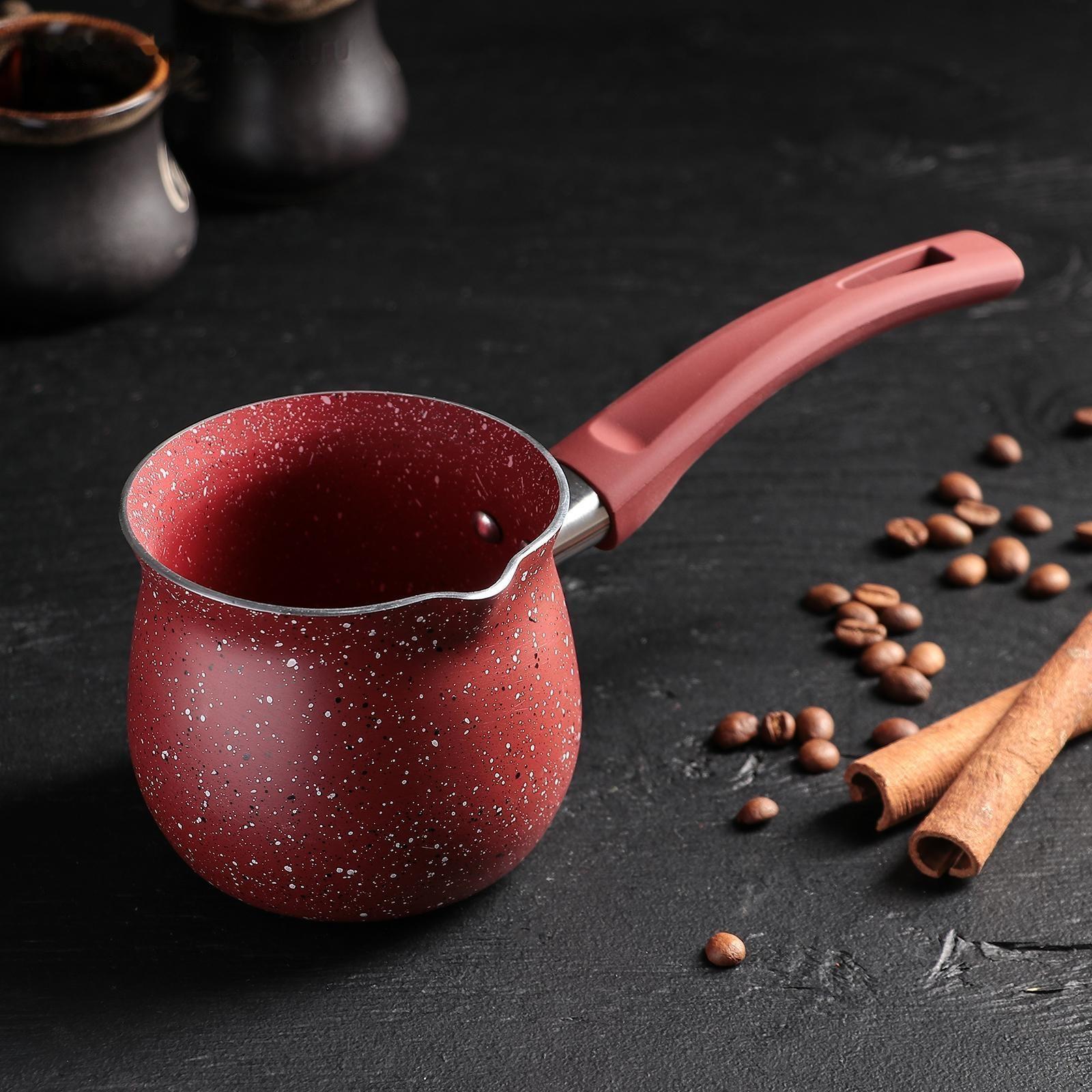 Турка Доляна «Бордо», 450 мл, пластиковая ручка, антипригарное покрытие