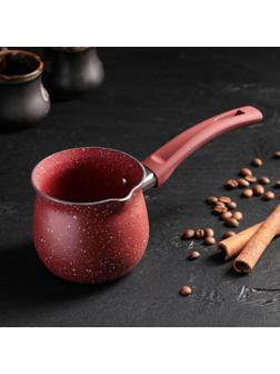 Турка Доляна «Бордо», 450 мл, пластиковая ручка, антипригарное покрытие