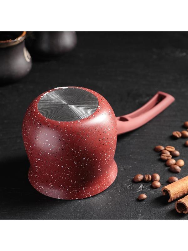 Турка Доляна «Бордо», 450 мл, пластиковая ручка, антипригарное покрытие