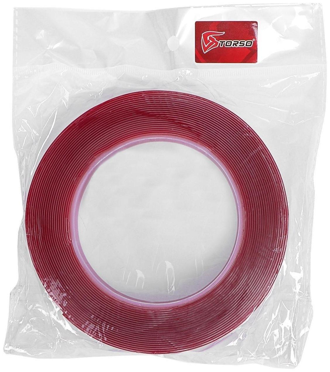 Клейкая лента TORSO, прозрачная, двусторонняя, акриловая, 6 мм x 10 м