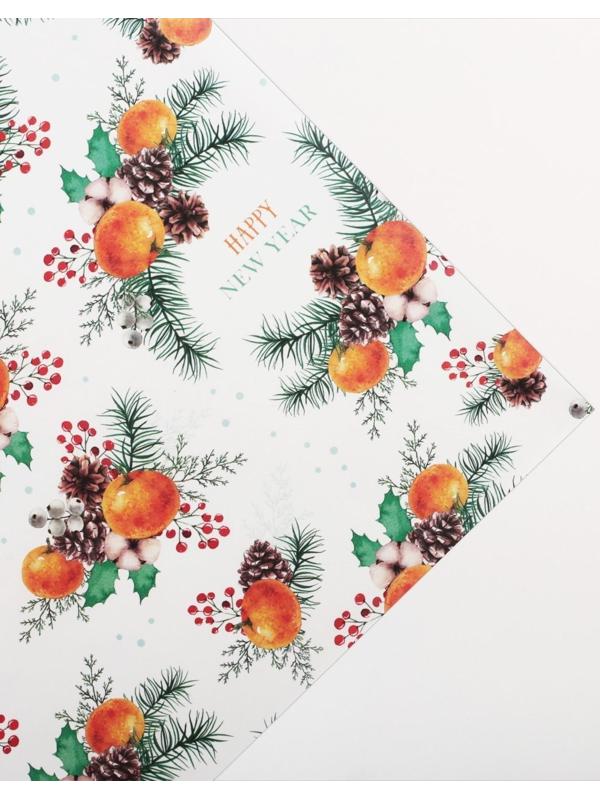 Бумага упаковочная крафтовая «Мандариновое настроение», 70 × 100 см