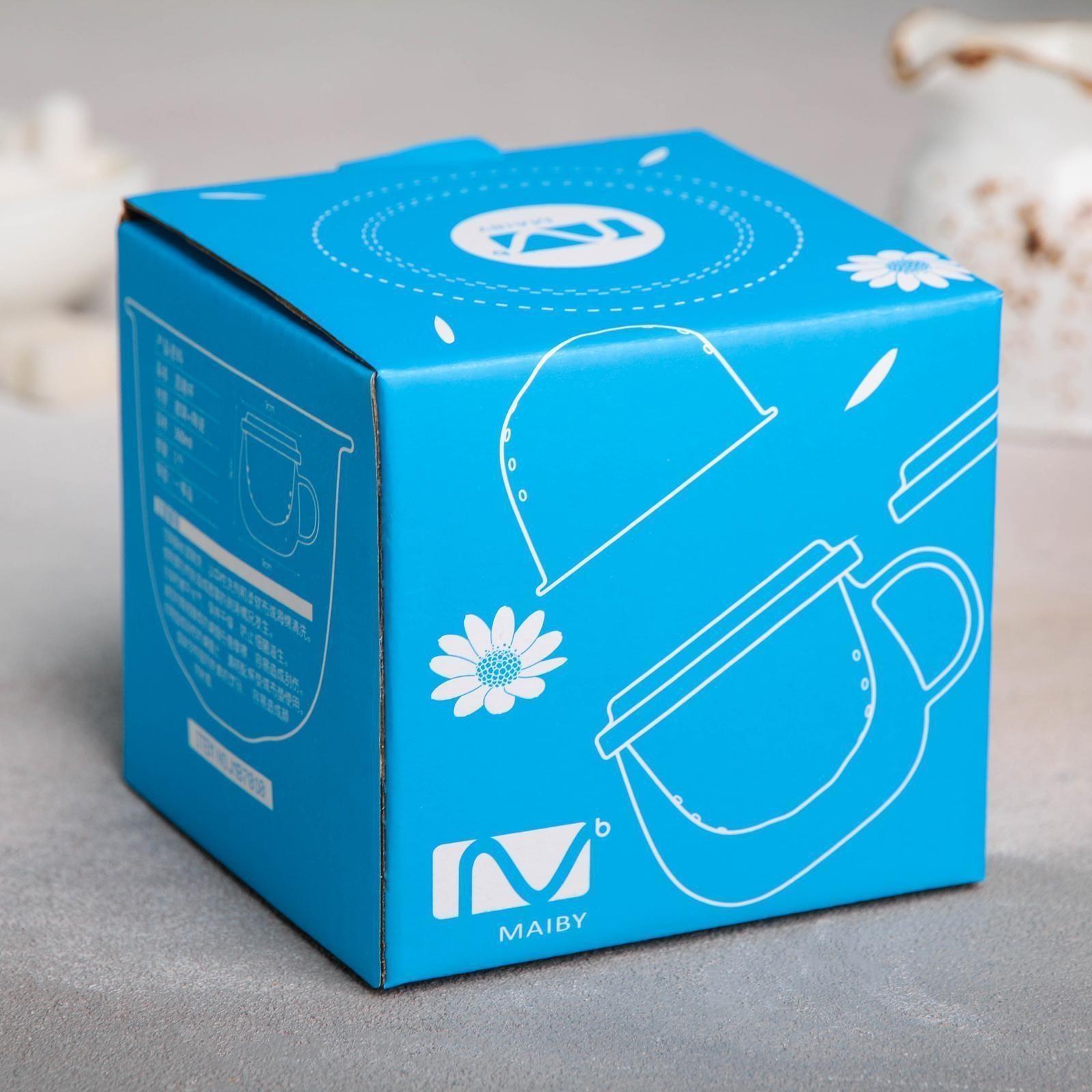 Кружка стеклянная с ситом «Нежность», 300 мл, 12×9,5×10 см, цвет МИКС